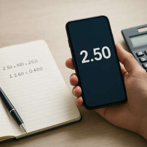 A person checks decimal odds on a phone and works out potential return and