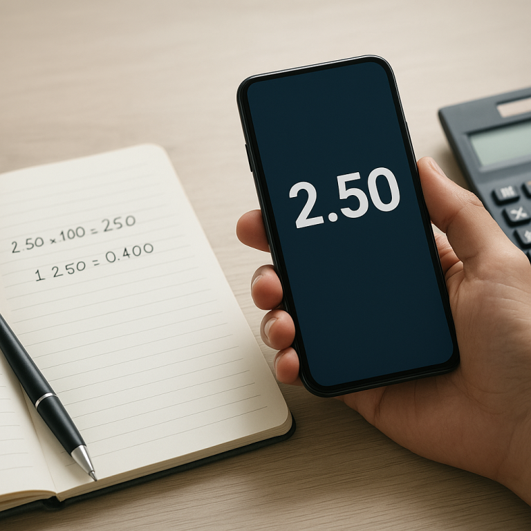 A person checks decimal odds on a phone and works out potential return and